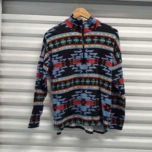 Chaps Womens 1/4 Zippered Aztec Top Sweater Size Xlarge